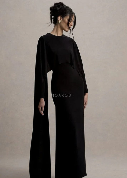 Shamoz Silk Cape Shawl Dress - Luxury Formal Wear