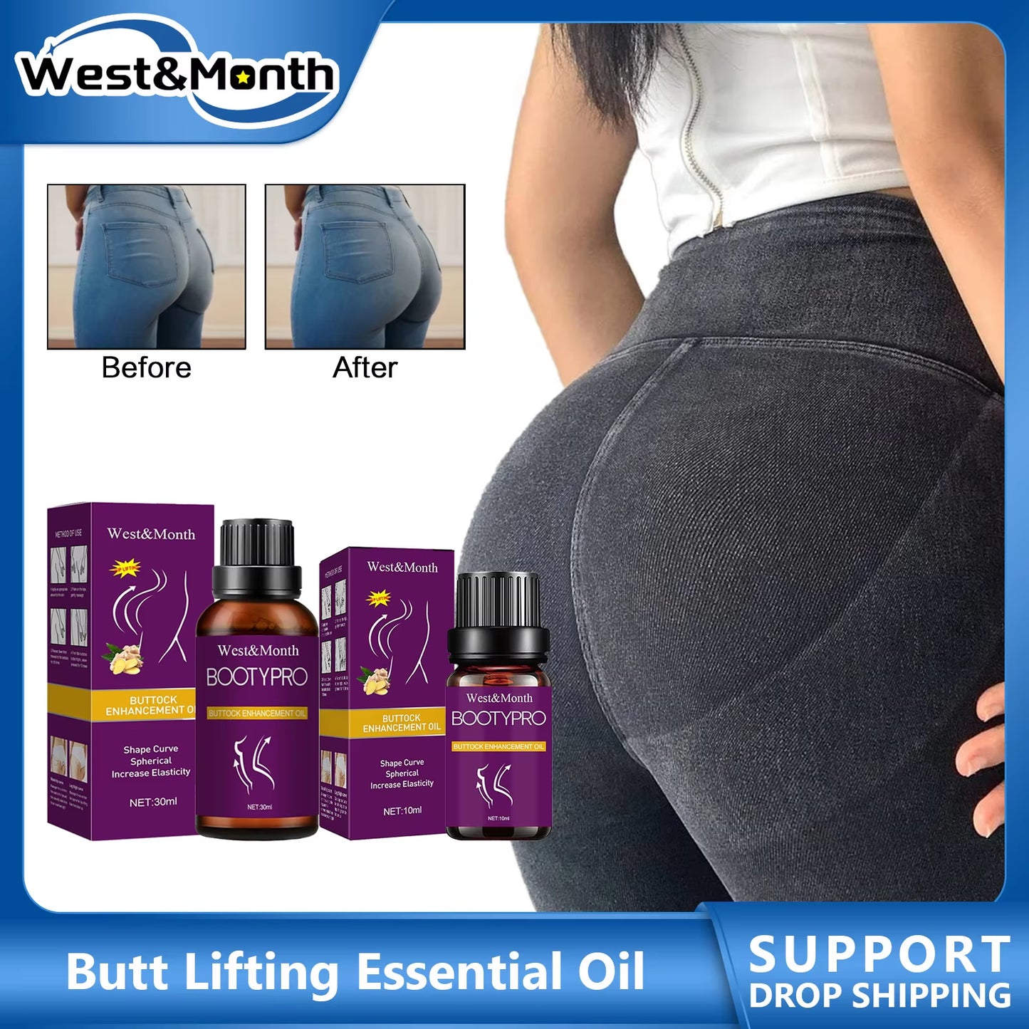 Buttock Beauty Essential Oil Butt Growth Enlargement Lifting Firming Plumper Big Ass Bigger Enhance Shaping Sexy Hip Massage Oil